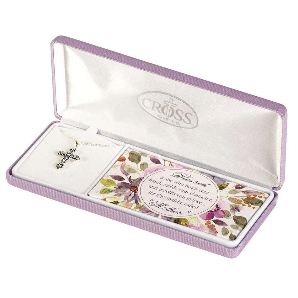 Blessed Mother Cross/heart 18" Chain by Dicksons