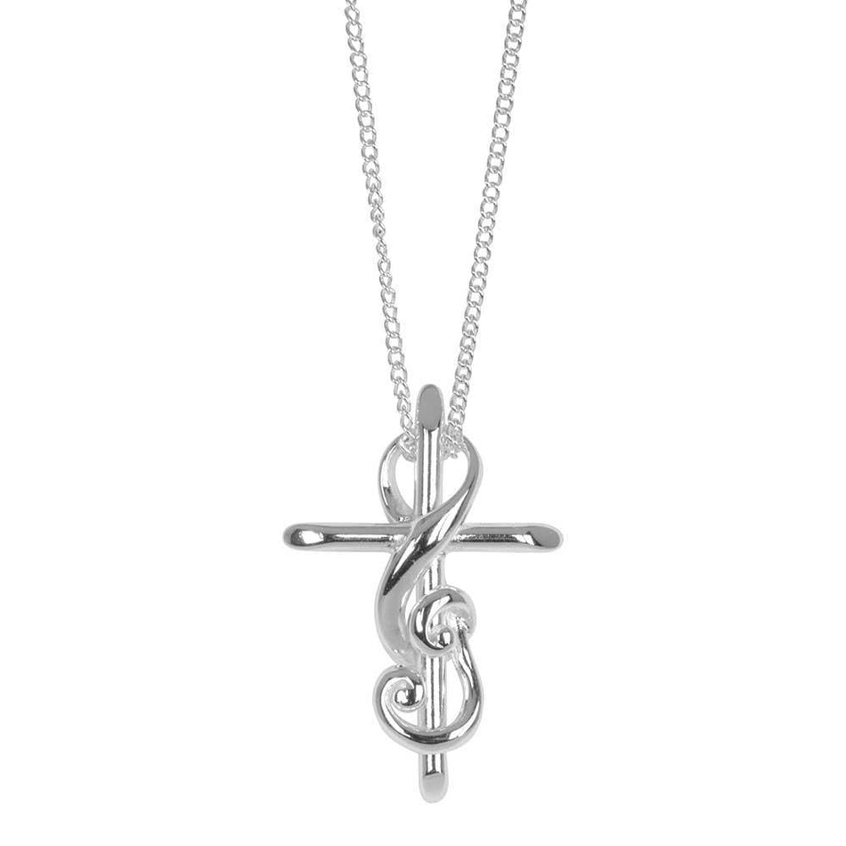 Cross Musician's Prayer Treble Clef Silver-Plated 20-Inch Pendant Necklace by Dicksons