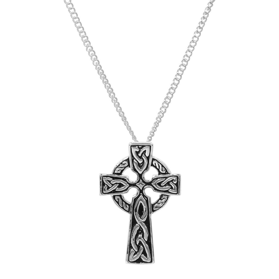 Necklace Irish Bless Celtic Cross Silver Plated -18"ch by Dicksons