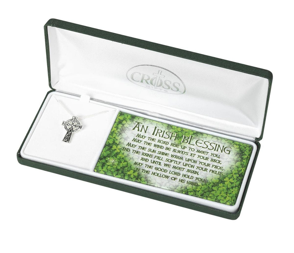 Necklace Irish Bless Celtic Cross Silver Plated -18"ch by Dicksons, product view 2