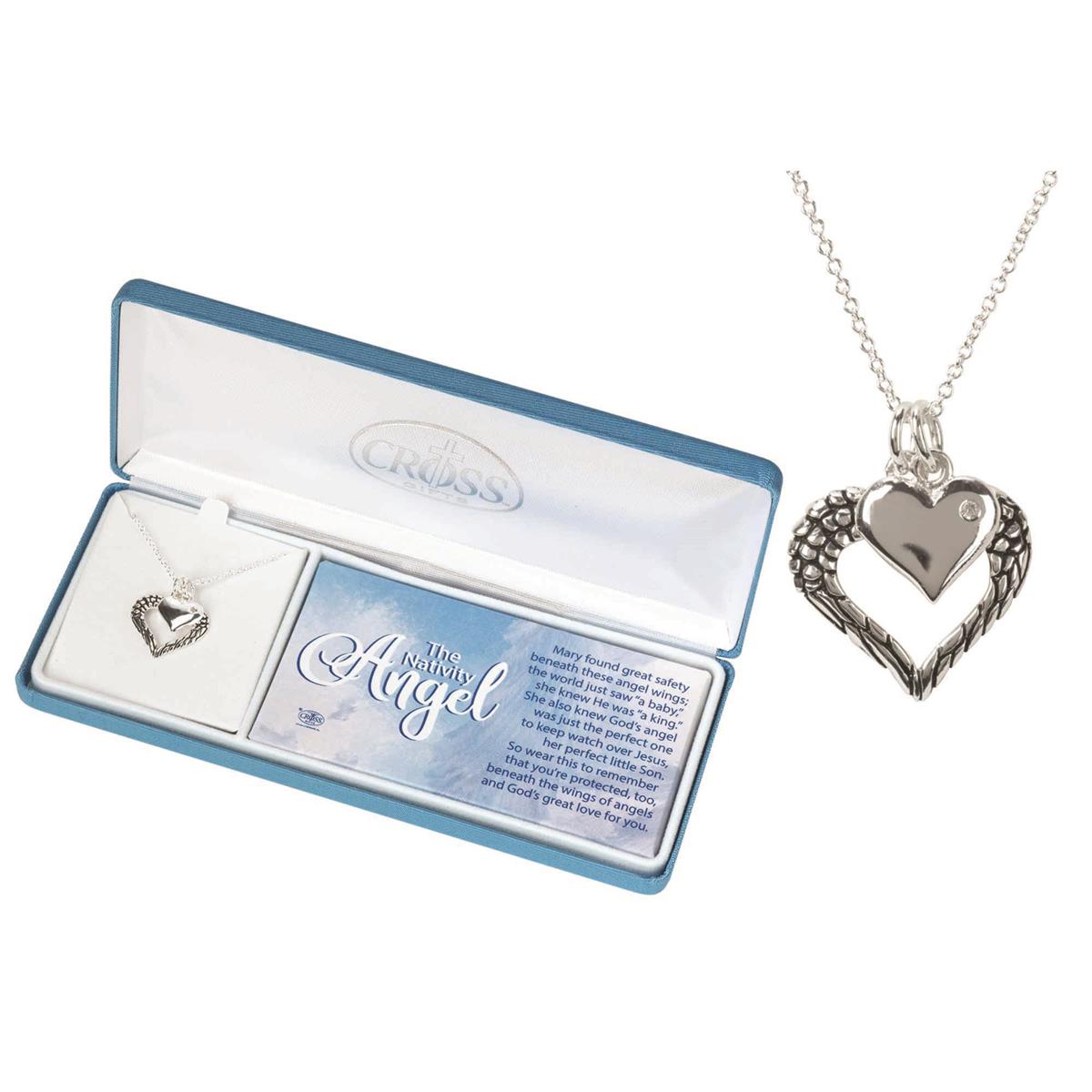 Nativity Angel Wing Heart and CZ Heart by Dicksons