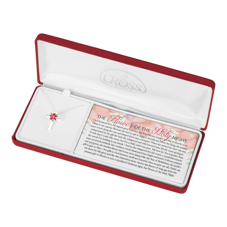 Necklace Flower of Holy Night Cross Silver Plated 18" by Dicksons, product view 2