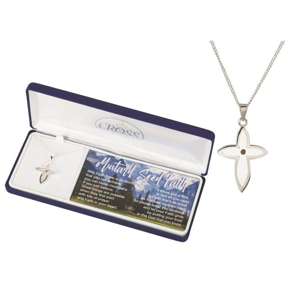 Mustard Seed Petal Cross Women's 20 Inch Silver-Plated Necklace by Dicksons