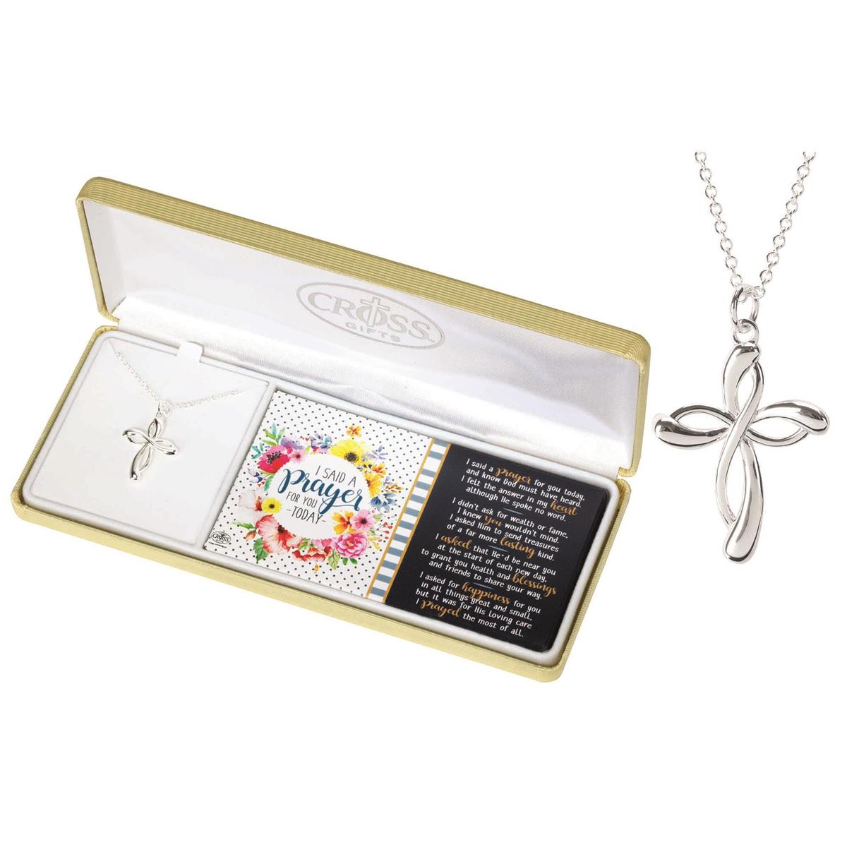 Necklace I Said A Prayr Ribbon Cross Silver Plated 18 by Dicksons