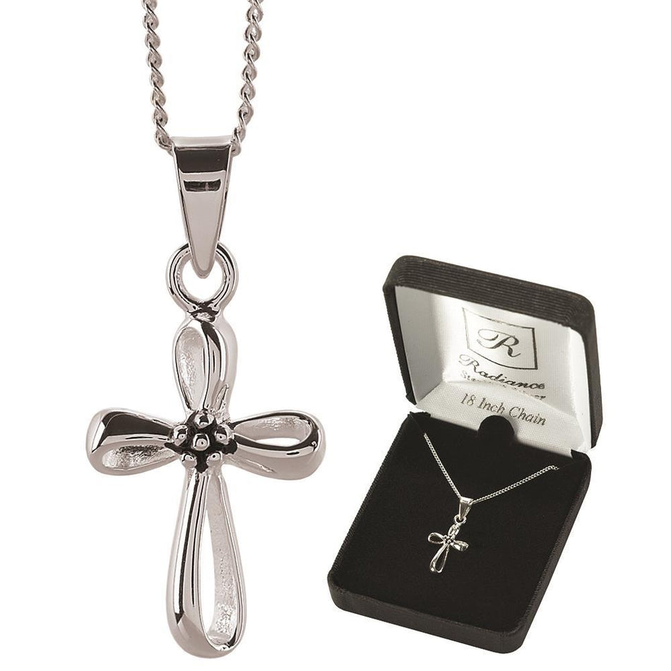 Necklace Sterling Silver Infini Floral Cross-18"dbx by Dicksons