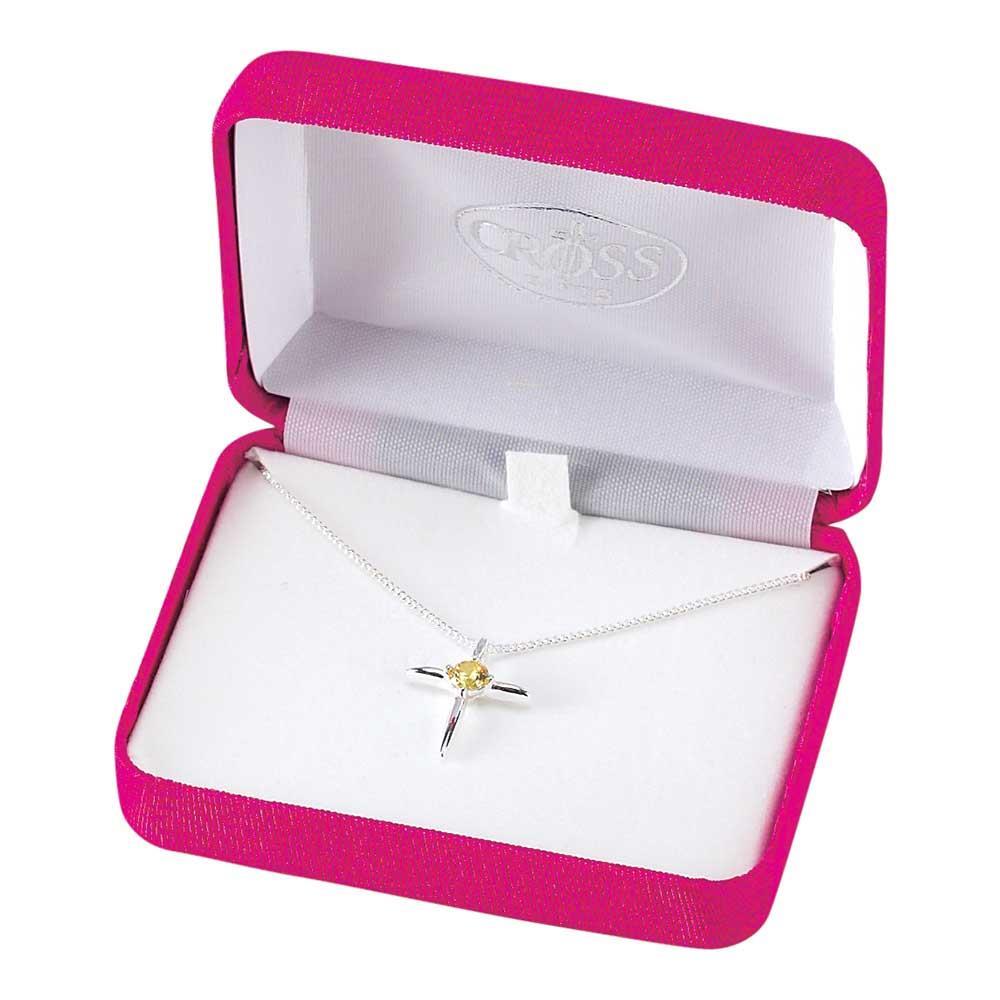 Necklace Silver Plated Nov. Birthday Cross-18"ch by Dicksons