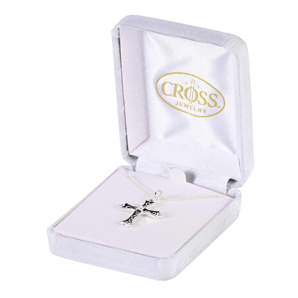 Open Scroll Bud Cross Silver Tone, 18 Inch, Plated Metal by Dicksons, product view 2