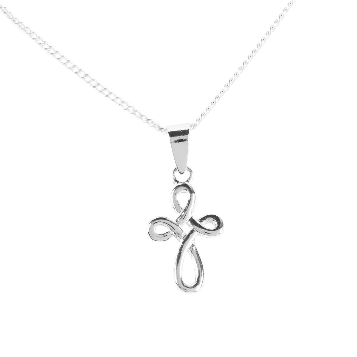 Open Rounded Cross Silver Tone, 18 Inch, Plated Metal, Women's Everyday Necklace by Dicksons