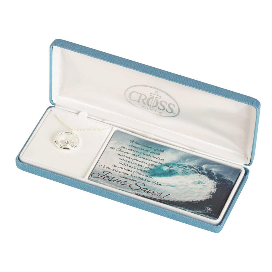 Necklace Jesus Saves Wave Silver Plated by Dicksons