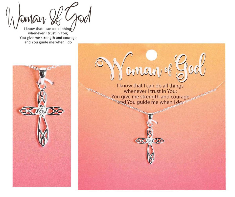 Necklace Fleur-De-Lis Cross/Cz 18Long by Dicksons, product view 2