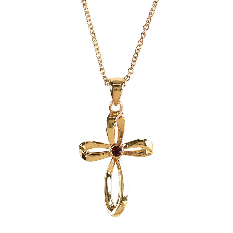 Necklace July Gold Cross Ruby Crystal by Dicksons, product view 2