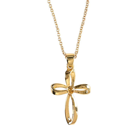 Necklace November Gold Cross Citrine by Dicksons, product view 2