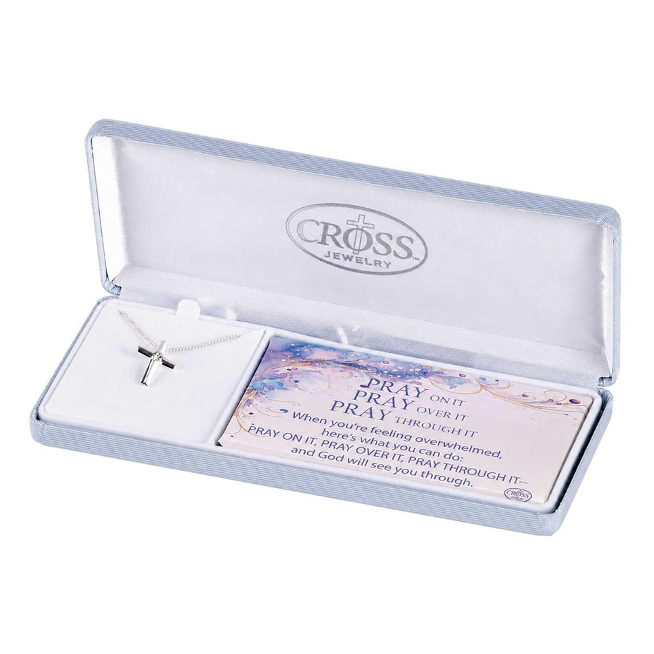 Necklace Pray On It Beveled Cross 18L by Dicksons