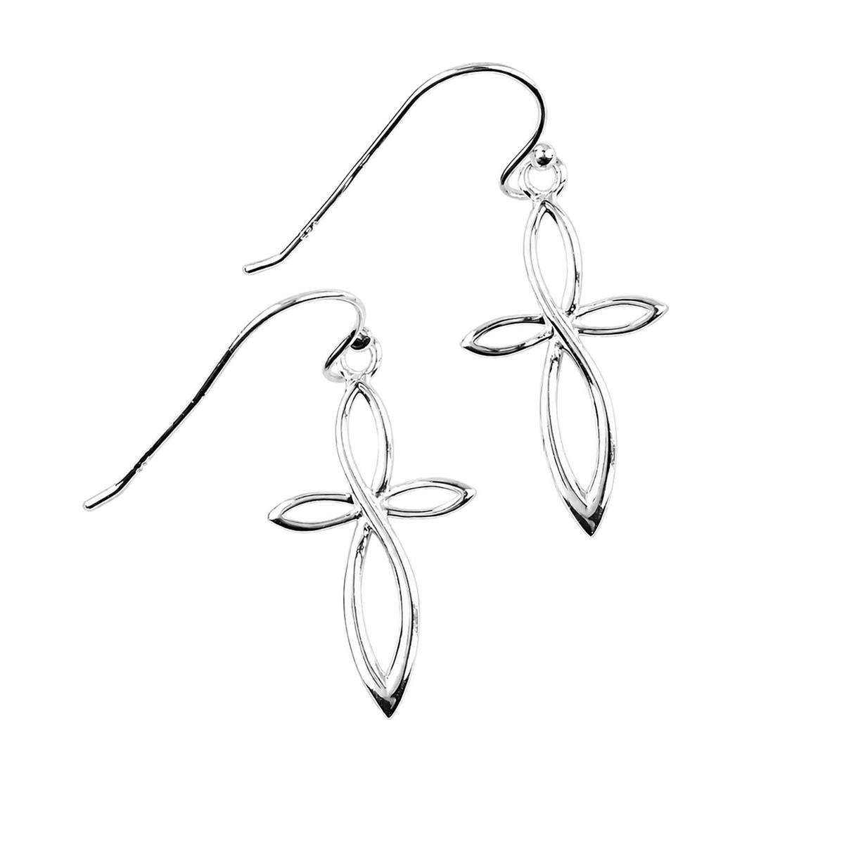 Earrings Mobius Cross Silver Plated by Dicksons