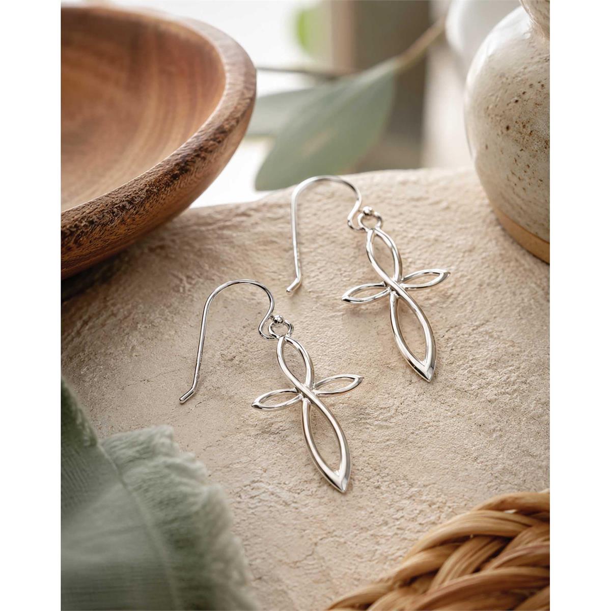 Earrings Mobius Cross Silver Plated by Dicksons, product view 3