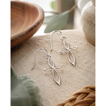 Earrings Mobius Cross Silver Plated by Dicksons, product view 3