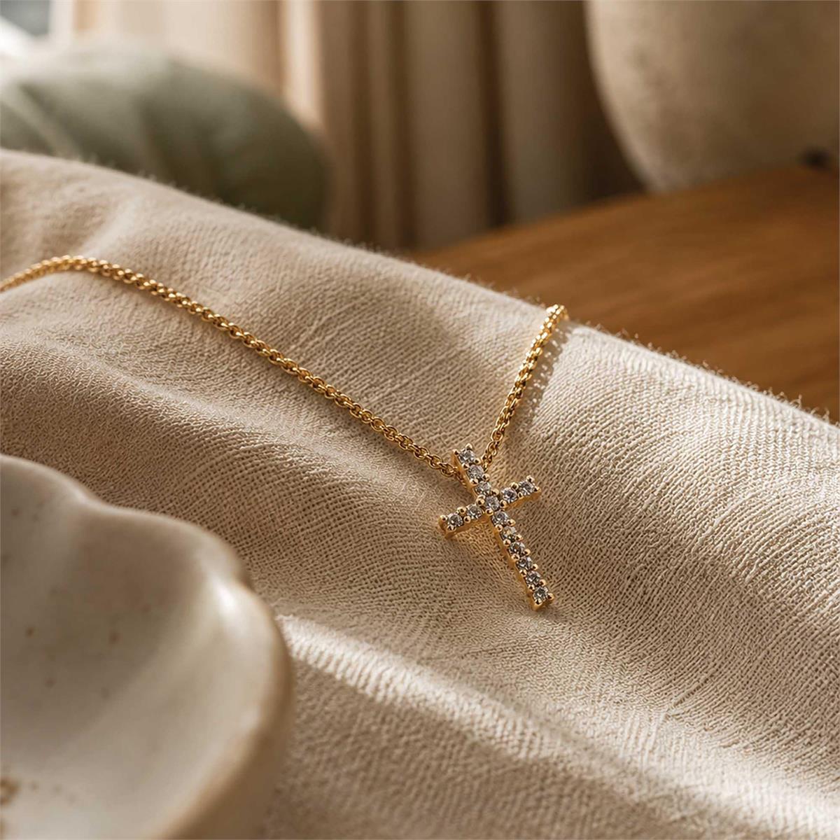 Necklace Cross Hidden Bale Gold 16L by Dicksons, product view 3