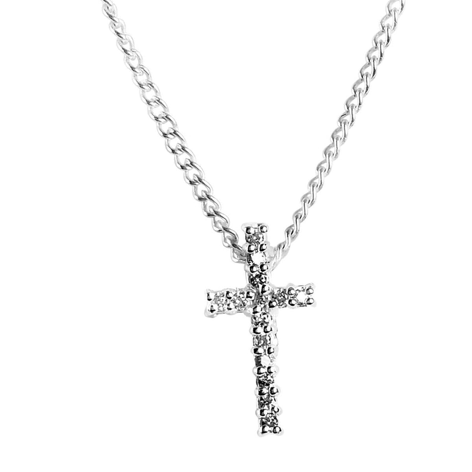 Necklace Cross Plated Cz Hidden Bale 18L by Dicksons