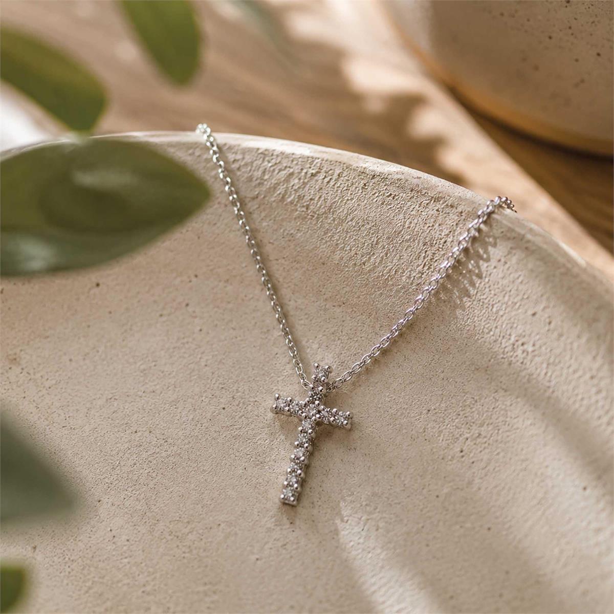 Necklace Cross Plated Cz Hidden Bale 18L by Dicksons, product view 3