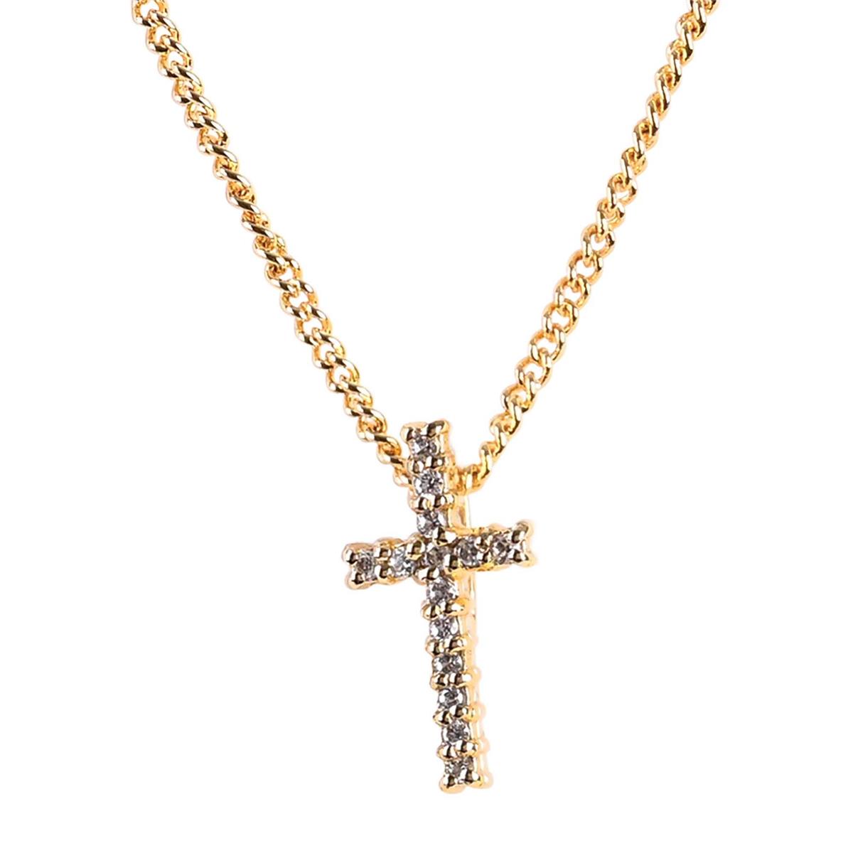Necklace Small Gold Plated Cross 18L by Dicksons