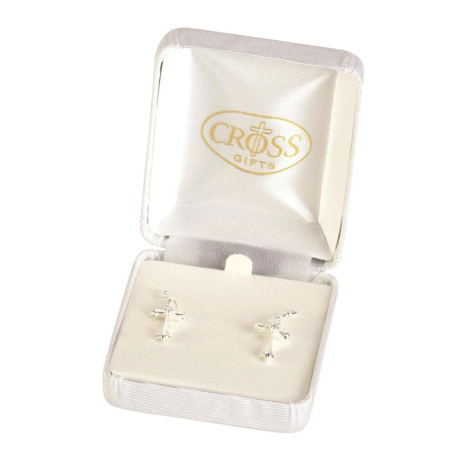 Earrings Flared Bud Cross Sterling Wires by Dicksons