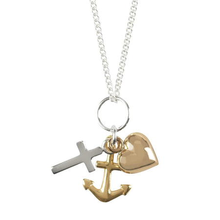 Necklace Cross Anchor Heart Tricolor 18L by Dicksons, product view 2