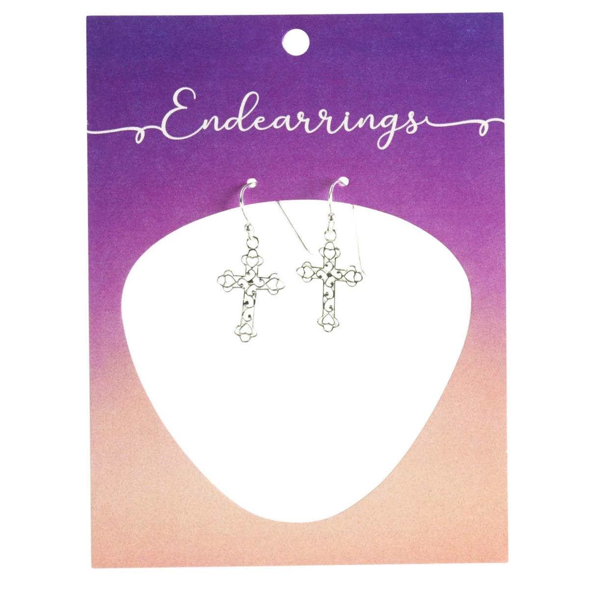 Fancy Small Bud Cross 1/2 inch Silver Plated Metal Women's Hook Endearrings by Dicksons