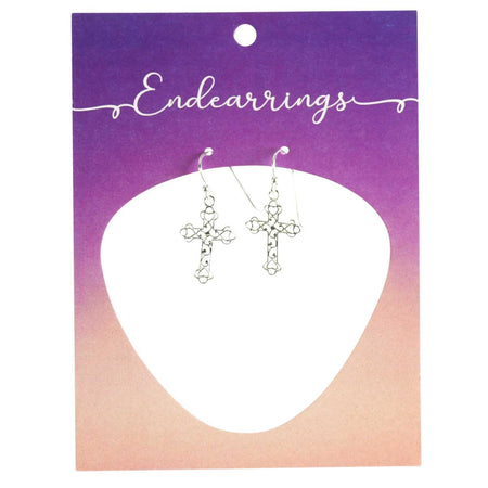 Fancy Small Bud Cross 1/2 inch Silver Plated Metal Women's Hook Endearrings by Dicksons