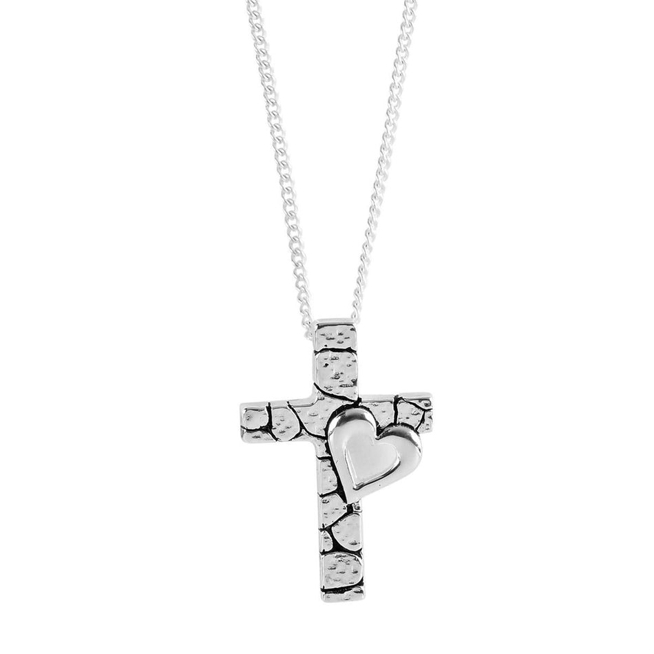 Necklace Texture Box Cross Open Heart18L by Dicksons