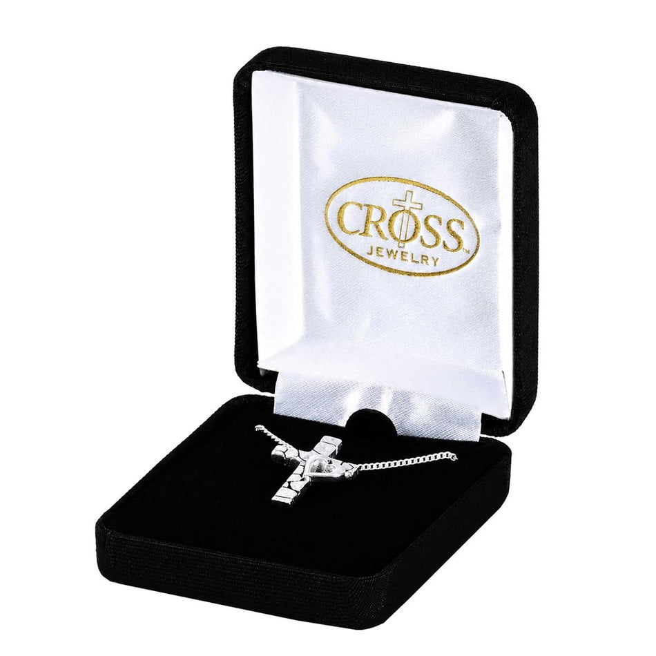Necklace Texture Box Cross Open Heart18L by Dicksons, product view 2