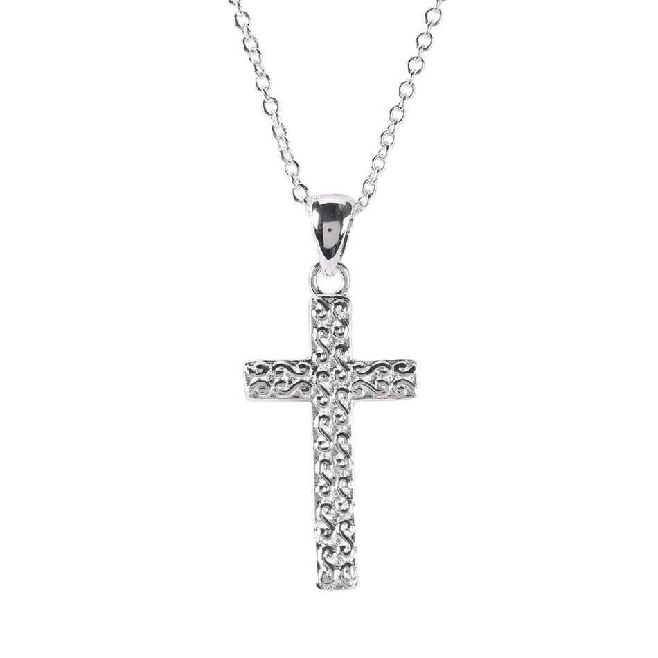 Necklace Scroll Box Cross Silver 18L by Dicksons