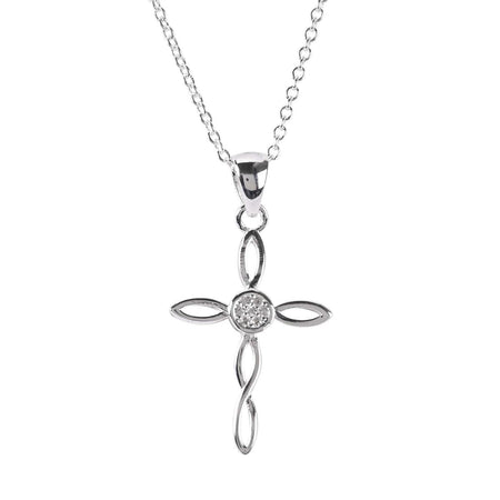 Necklace Open Ribbon Cross Silver 18L by Dicksons