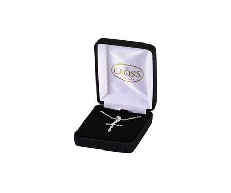 18 inch Elegant Sterling Silver Open Ribbon Cross Necklace for Women Fluid by Dicksons, product view 2