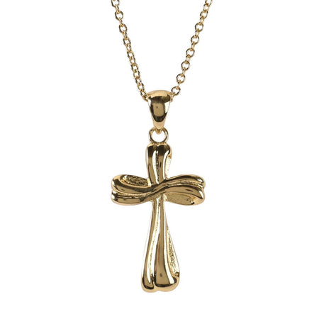 18 inch Elegant Mobius Bud Cross Necklace for Women Polished Gold Plated Ribbon by Dicksons