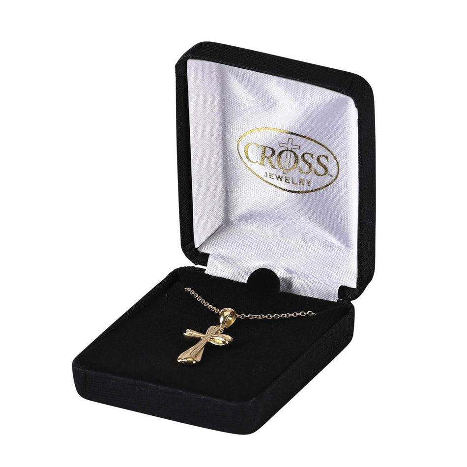 18 inch Elegant Mobius Bud Cross Necklace for Women Polished Gold Plated Ribbon by Dicksons, product view 2