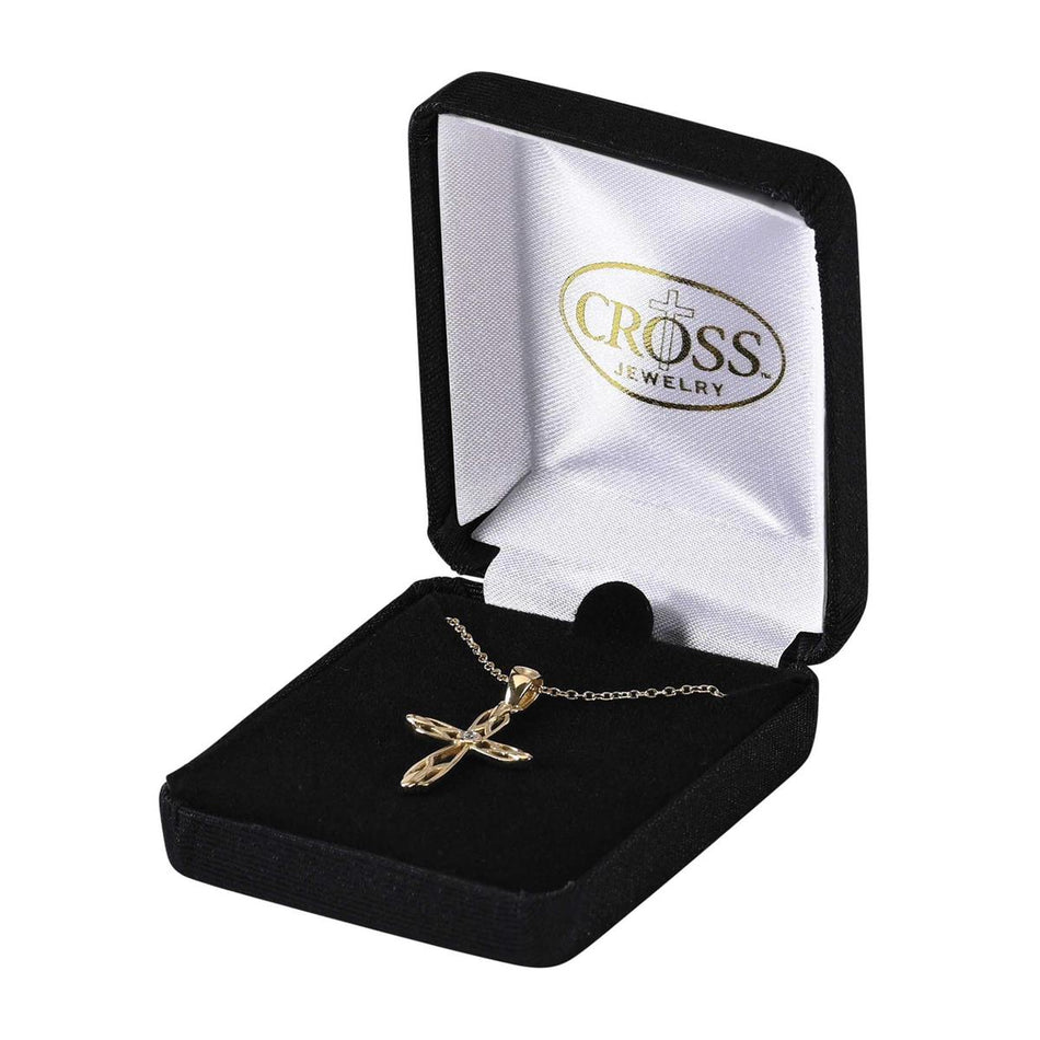 18 inch Elegant Open Bud Cross Necklace for Women Intricate Gold Plated Design by Dicksons, product view 2