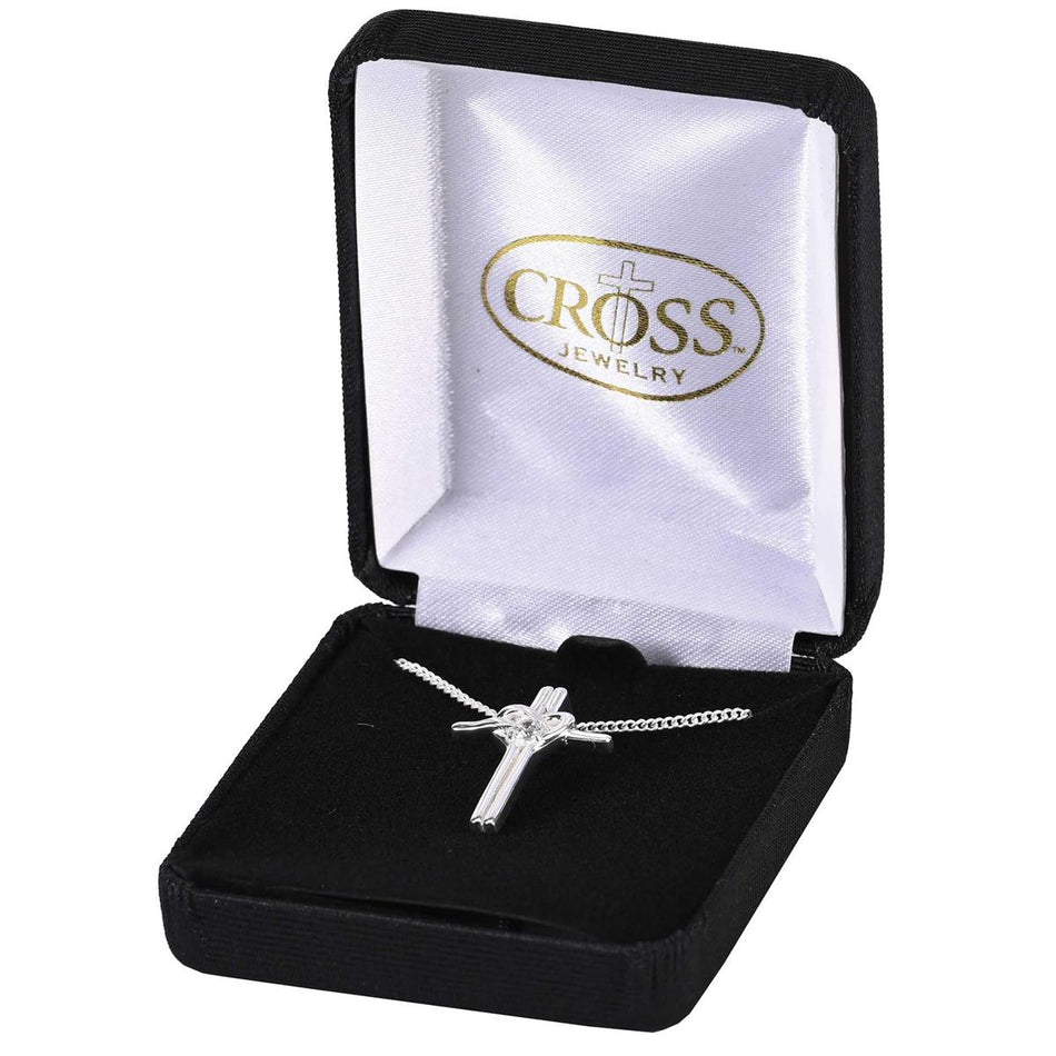 18 inch Elegant Cross and Heart Necklace for Women Silver Plated Pendant by Dicksons, product view 2