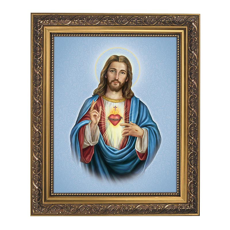 Sacred Heart of Jesus Gold Tone Framed Print (79-1025)