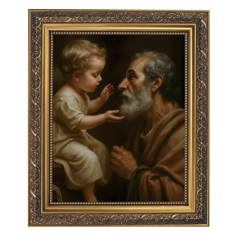 Tender Touch: Saint Joseph & child Framed print