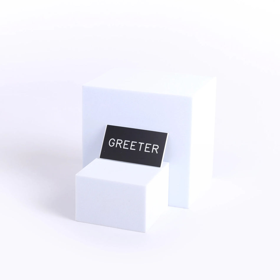 Badge Engraved Greeter Black Magnet by Swanson Christian Products, product view 2