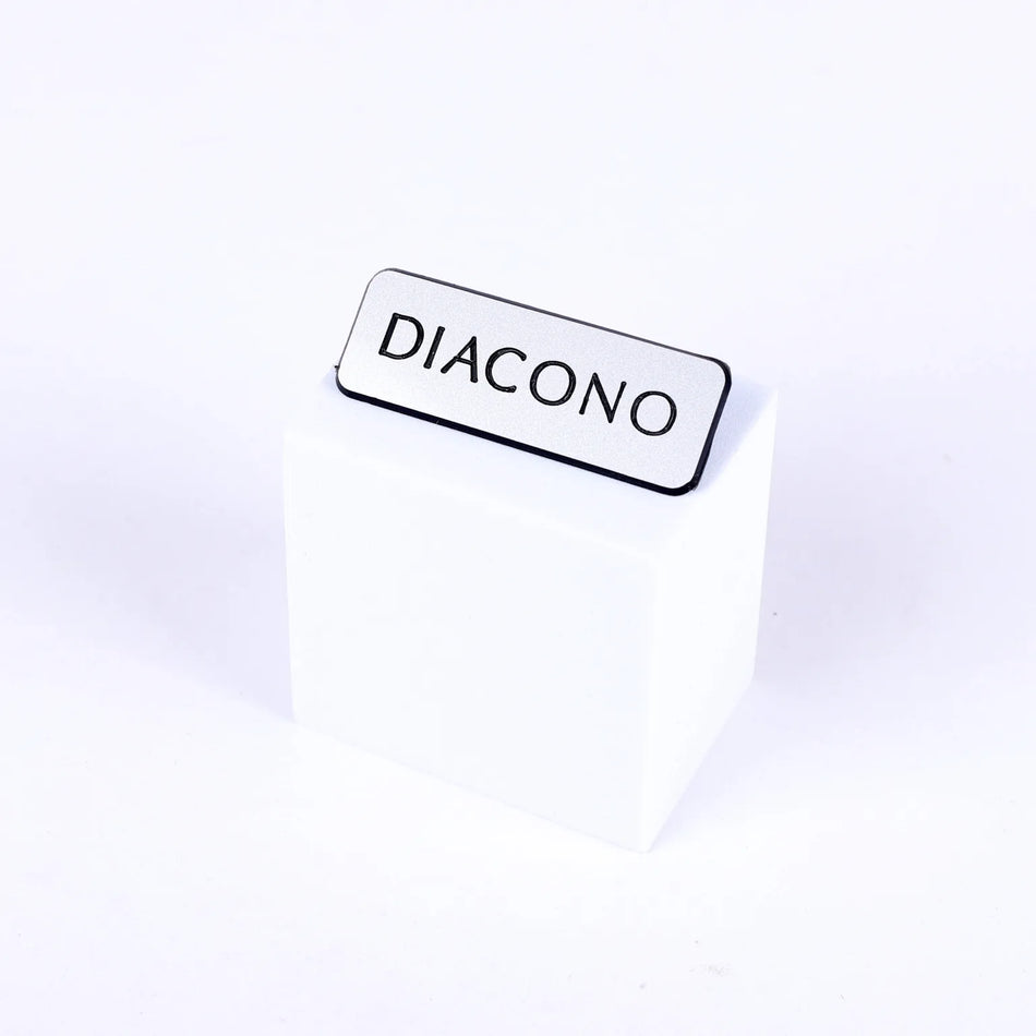 Badge Engraved – Spanish Contemporary Diacono/Deacon – Silver Pin