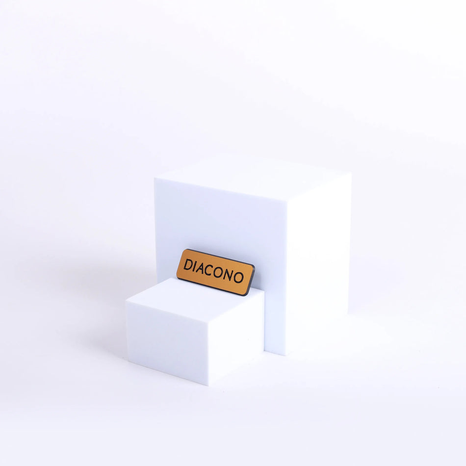 Badge Engraved - Spanish Contemporary Diacono/Deacon - Gold Pin by Swanson Christian Products, product view 2