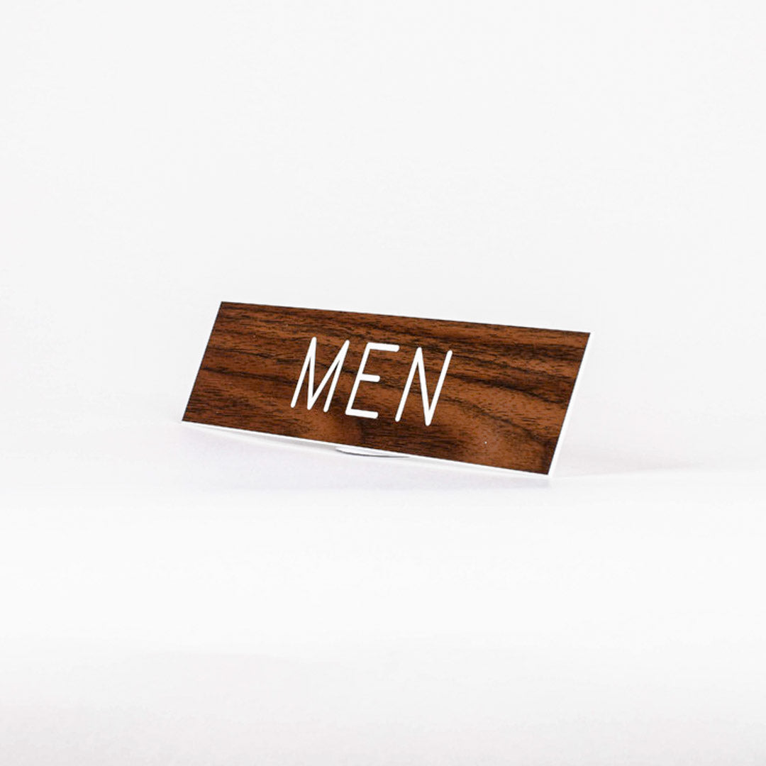 SIGN ENGRAVED MEN ADHESIVE BACK WALNUT