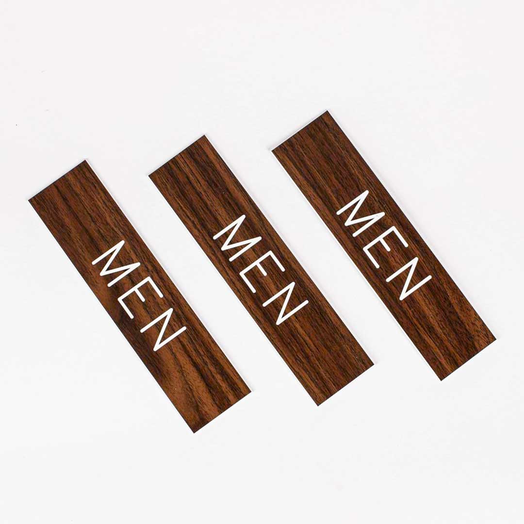 SIGN ENGRAVED MEN ADHESIVE BACK WALNUT