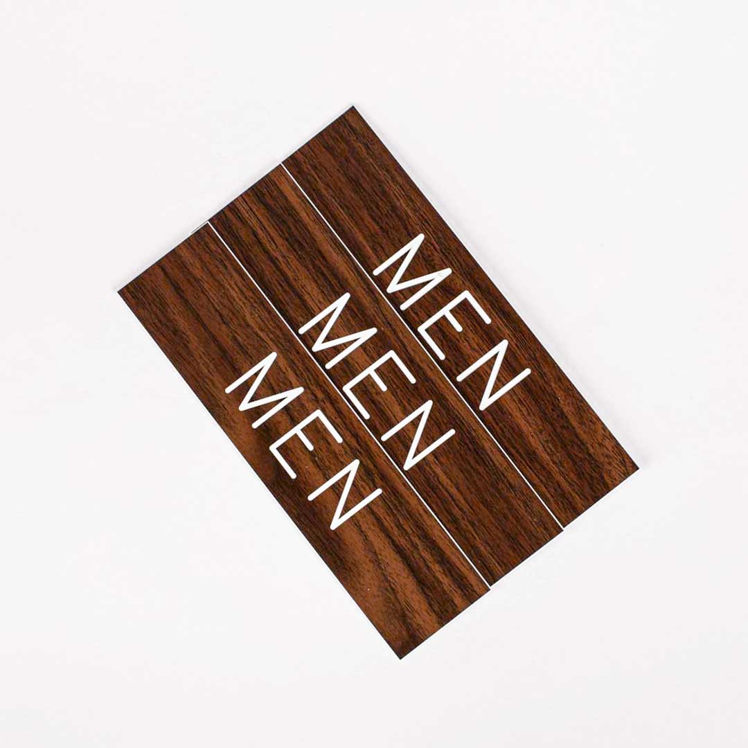 SIGN ENGRAVED MEN ADHESIVE BACK WALNUT