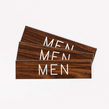 SIGN ENGRAVED MEN ADHESIVE BACK WALNUT