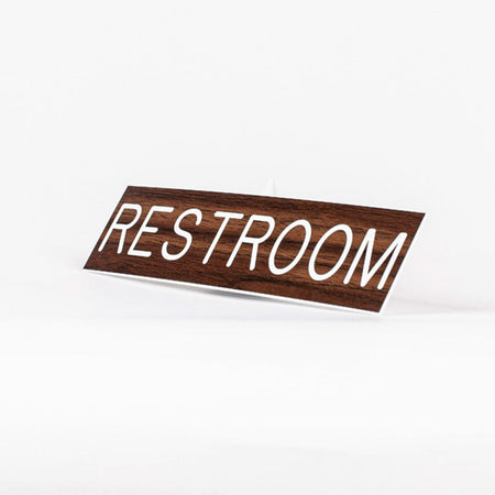 SIGN ENGRAVED RESTROOM ADHESIVE BACK WALNUT