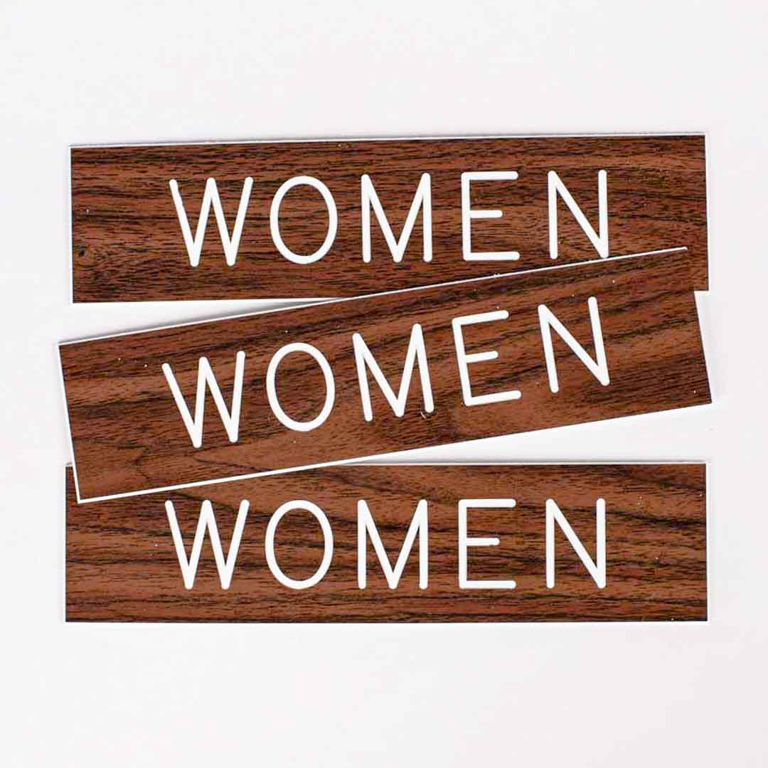 SIGN ENGRAVED WOMEN ADHESIVE BACK WALNUT