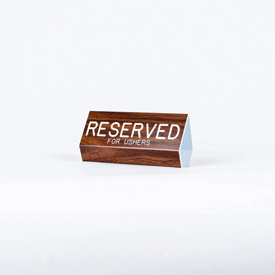 Sign Engraved Pew Reserved For Ushers Walnut 3 X 6 by Swanson Christian Products