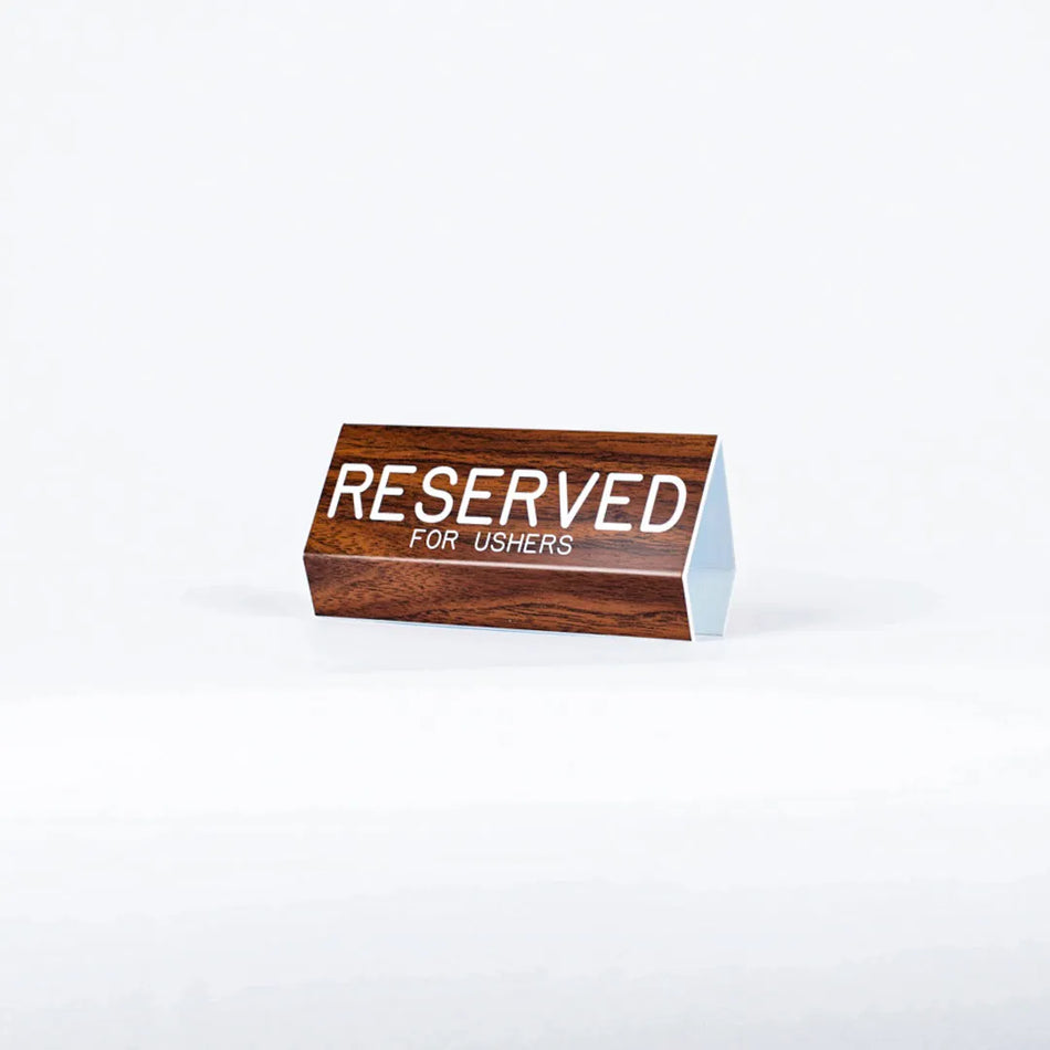 Sign Engraved Pew Reserved For Ushers Walnut 3 X 6